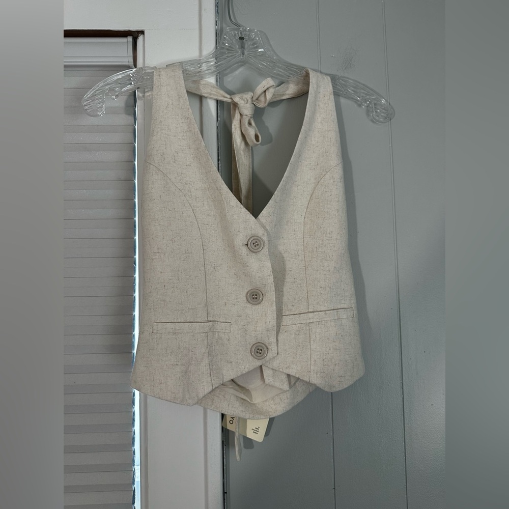 Peppermayo Linen Ambrosia Halter Vest Size 2 NWT Neutral Top - Picture 2 of 5